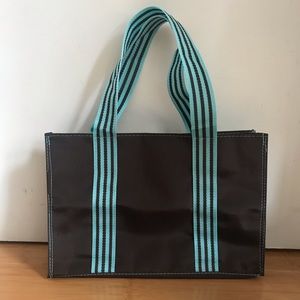 Brown & Blue/Green Waterproof Tote Bag